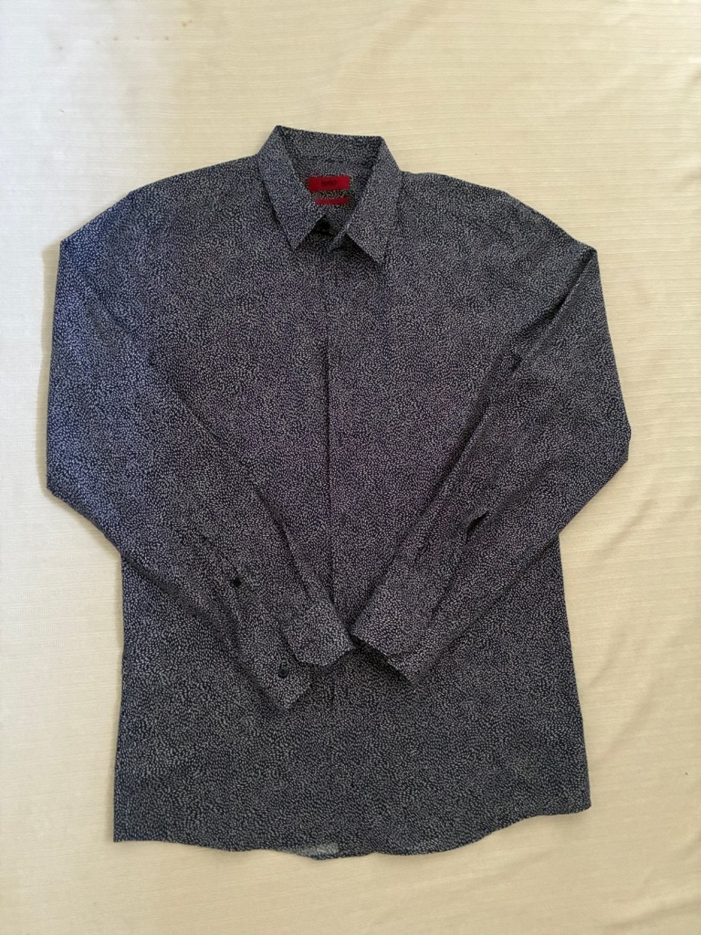 HUGO Navy and White 100% Cotton Button Up Shirt
